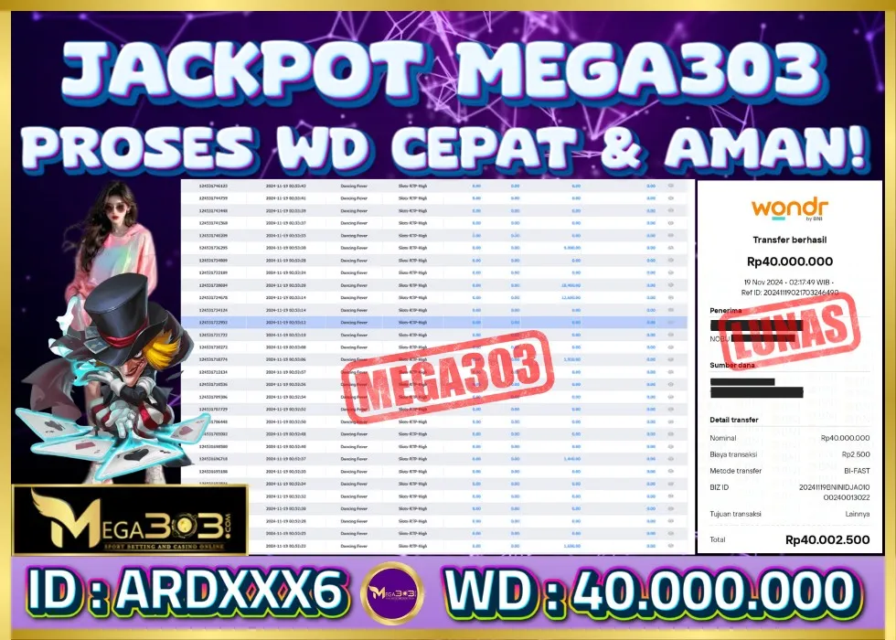 MEGA303 JACKPOT Rp 40.000.000 - LUNAS!!!