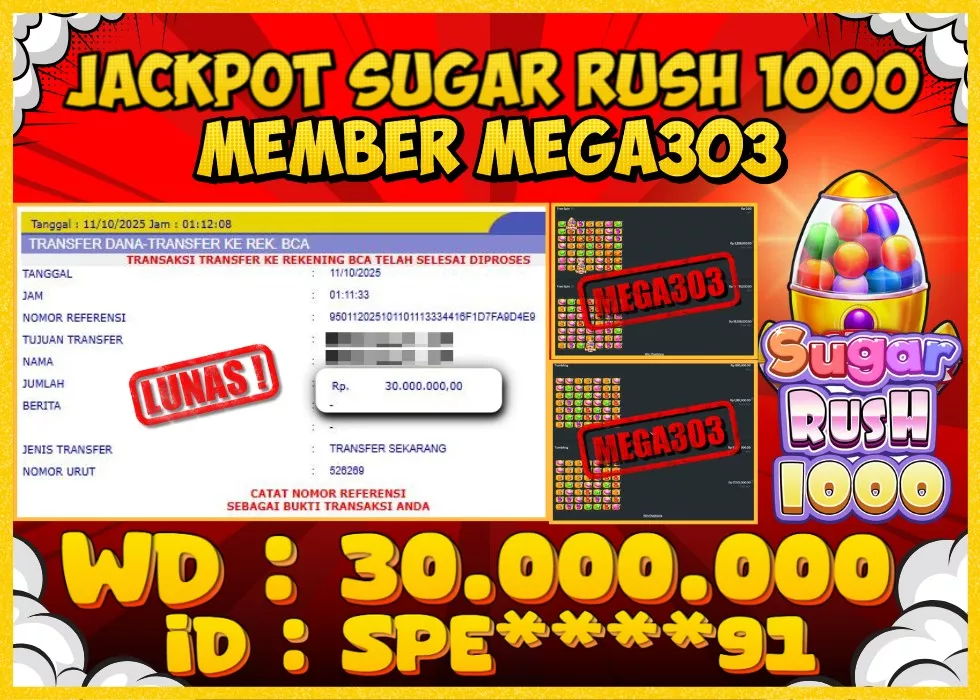 MEGA303 JACKPOT Rp 30.000.000 - LUNAS!!!