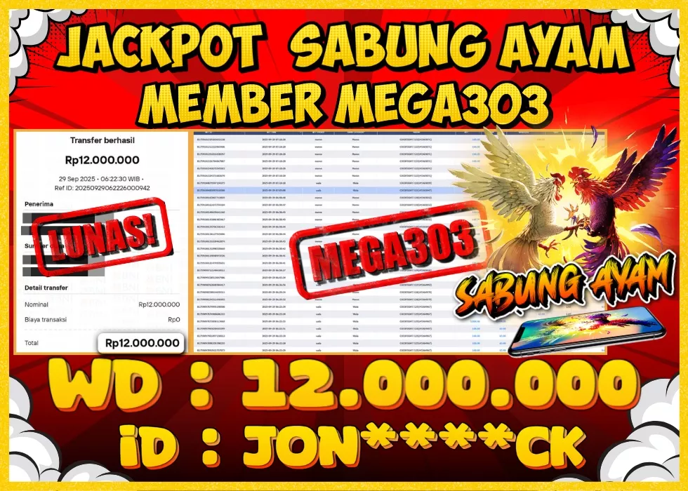 MEGA303 JACKPOT Rp 12.000.000 - LUNAS!!!