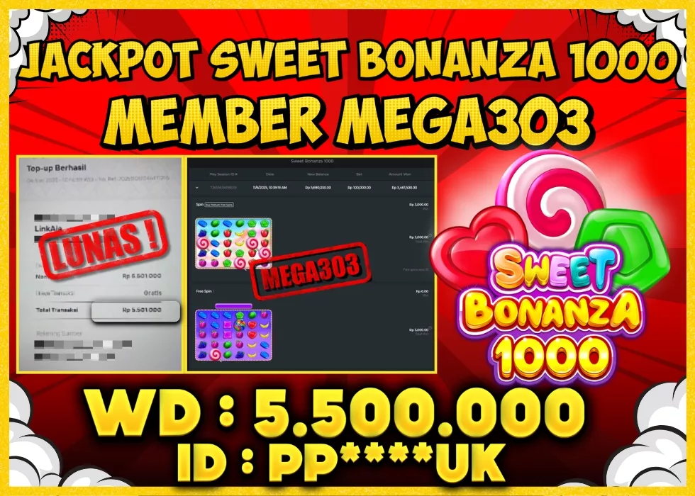 MEGA303 JACKPOT Rp 5.500.00 - LUNAS!!!