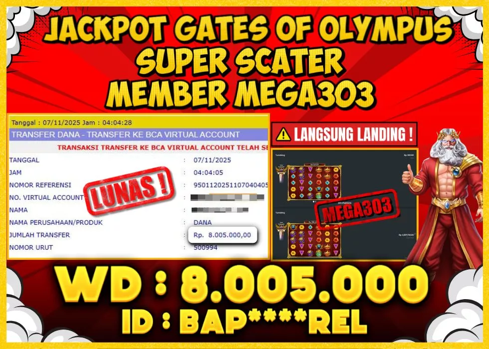 MEGA303 JACKPOT Rp 8.000.000 - LUNAS!!!