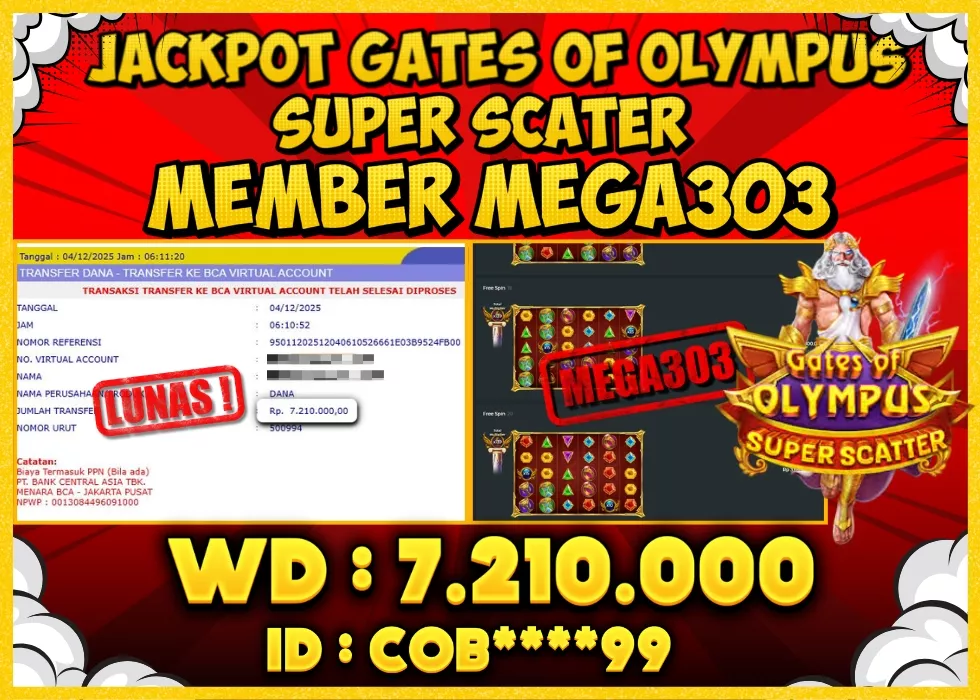 MEGA303 JACKPOT Rp 7.210.000 - LUNAS!!!