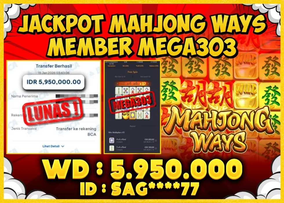 MEGA303 JACKPOT Rp 5.950.000 - LUNAS!!!