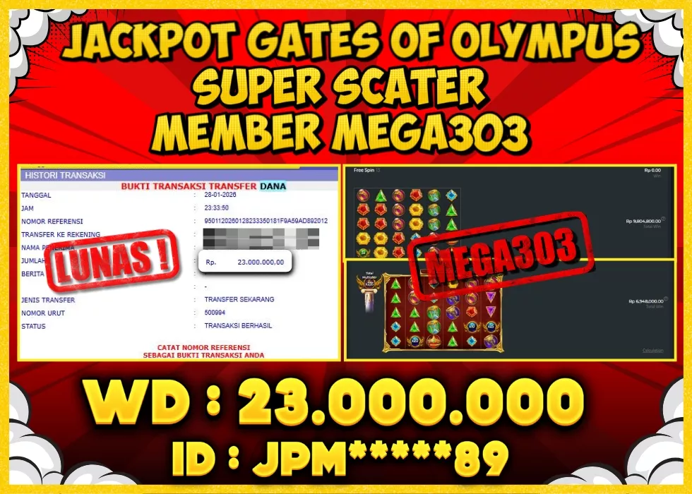 MEGA303 JACKPOT Rp 23.000.000 - LUNAS!!!