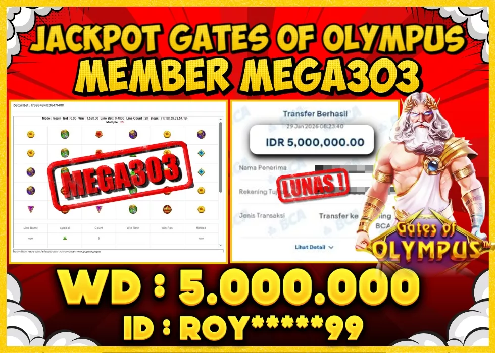 MEGA303 JACKPOT Rp 5.000.000 - LUNAS!!!