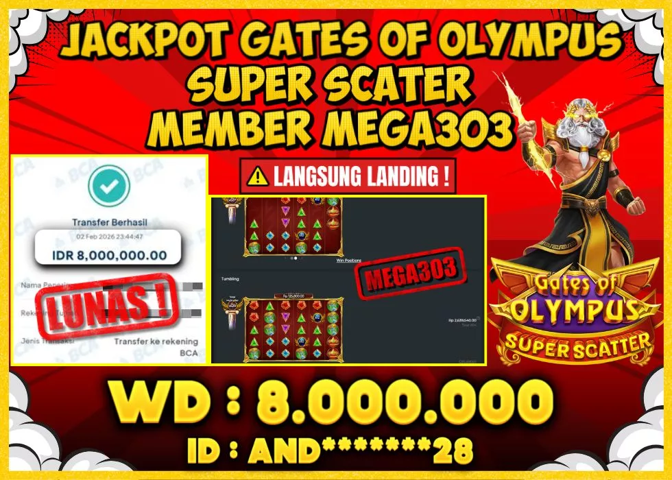 MEGA303 JACKPOT Rp 8.000.000 - LUNAS!!!