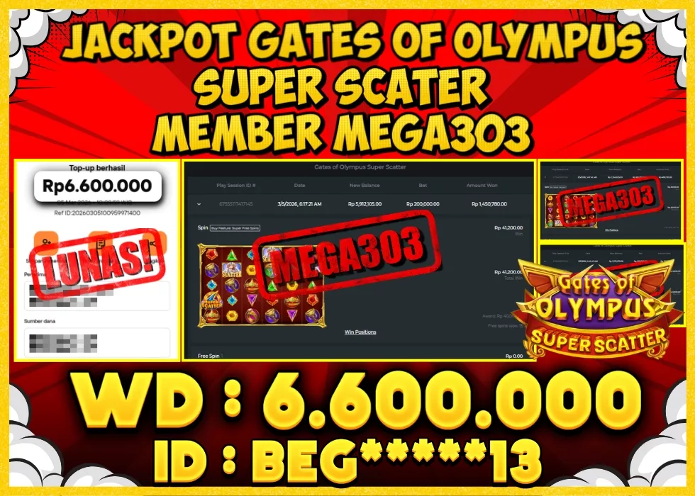 MEGA303 JACKPOT Rp 6.600.000 - LUNAS!!!