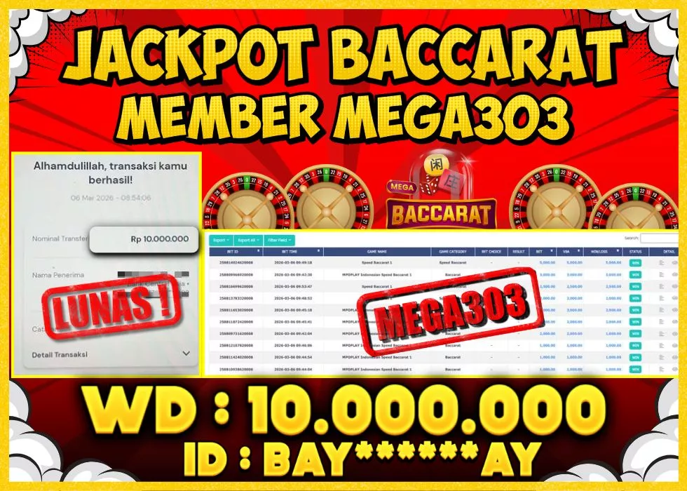 MEGA303 JACKPOT Rp 10.000.000 - LUNAS!!!